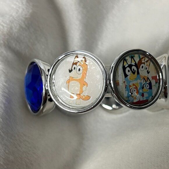 Handmade Kids Favorite Animated Blue Dog Inspired Bracelet Rhinestones and Image - Picture 3 of 4